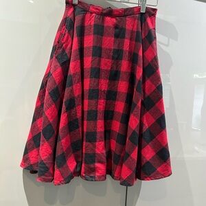Twik Red and Black Checkered Skater Skirt
